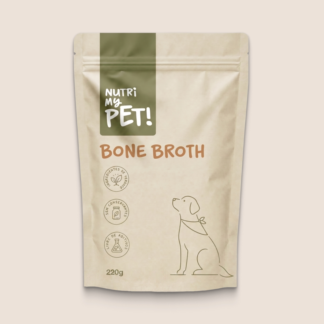Pacote de Bone Broth Nutri My Pet visto de frente