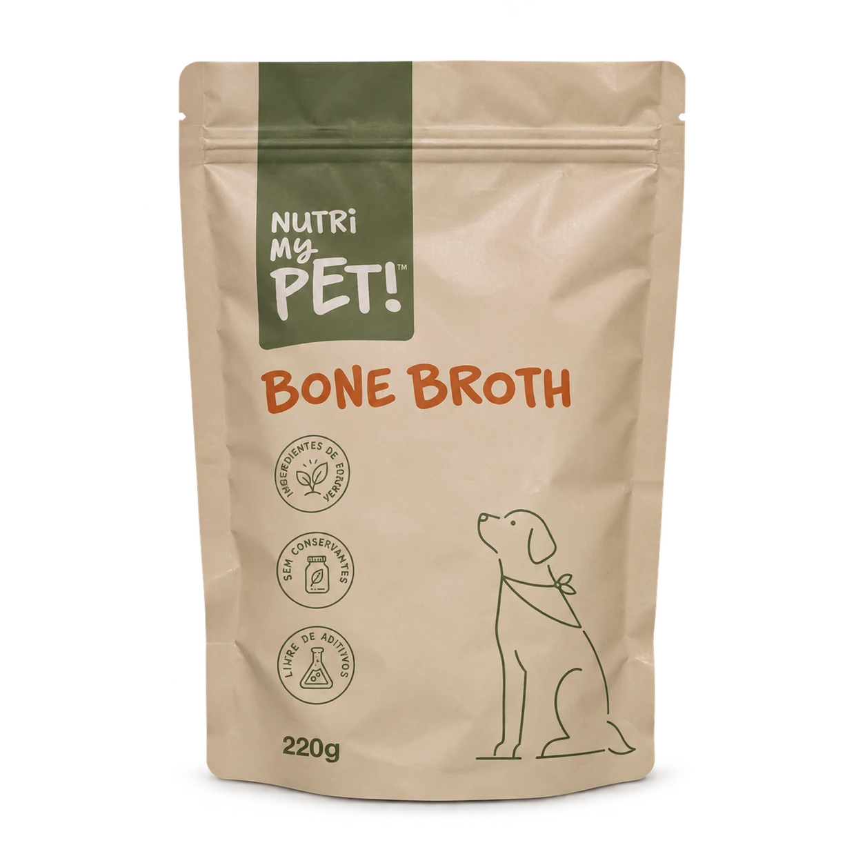 Pacote de Bone Broth Nutri My Pet visto de frente